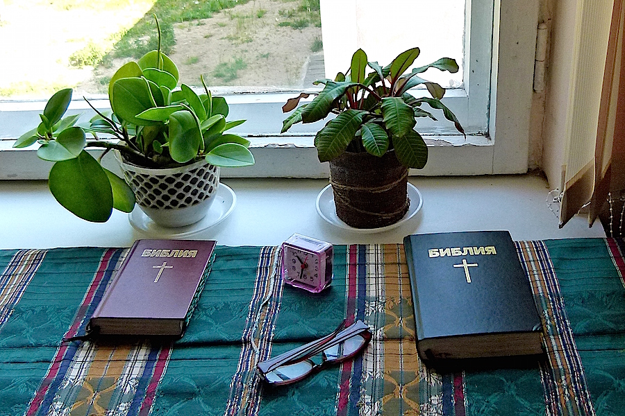 Bibles in one of the bedrooms in a Christian rehabilitation centre.